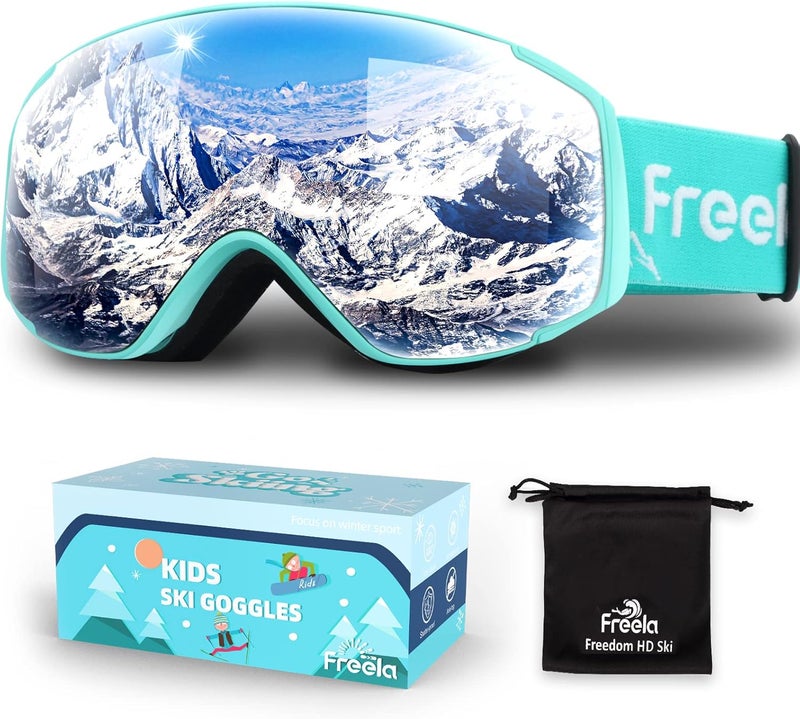 Freela Kids Ski Snowboard Goggles for Toddler(3-14) Youth Anti Fog Anti UV Goggles Girls Boys Snow Skiing Equipment - Image 1
